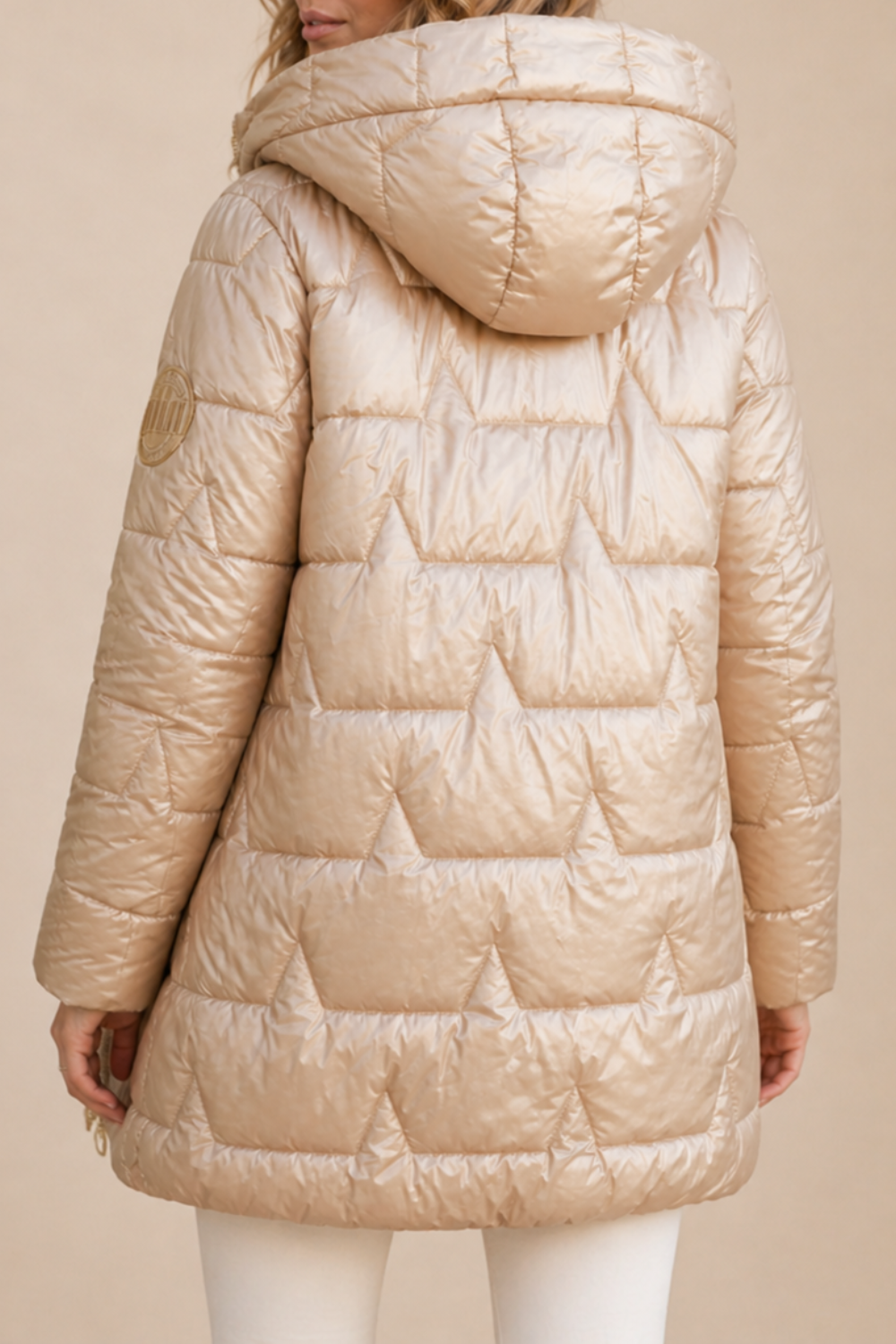 Warm Hooded Long Puffer Jacket with Diamond Quilting