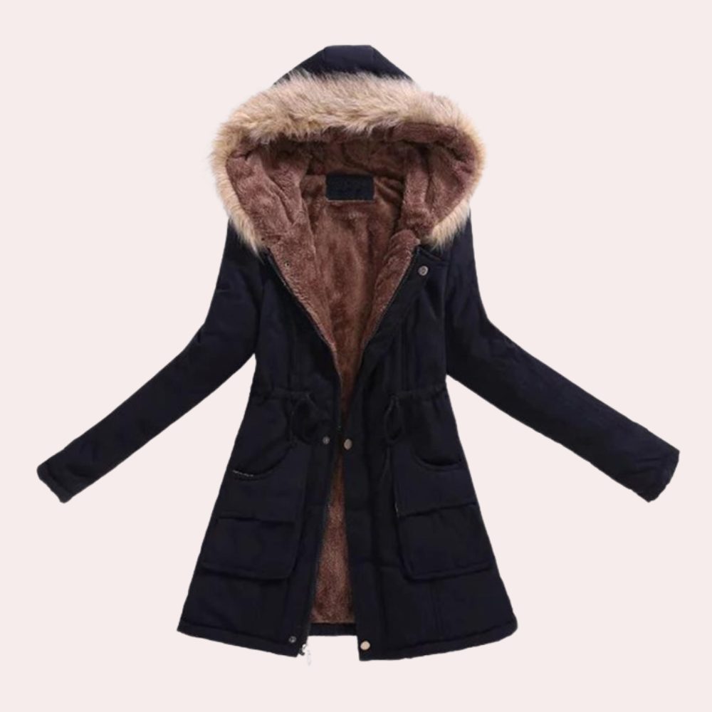 Warm Hooded Parka with Fleece Lining and Fur Trim Hood