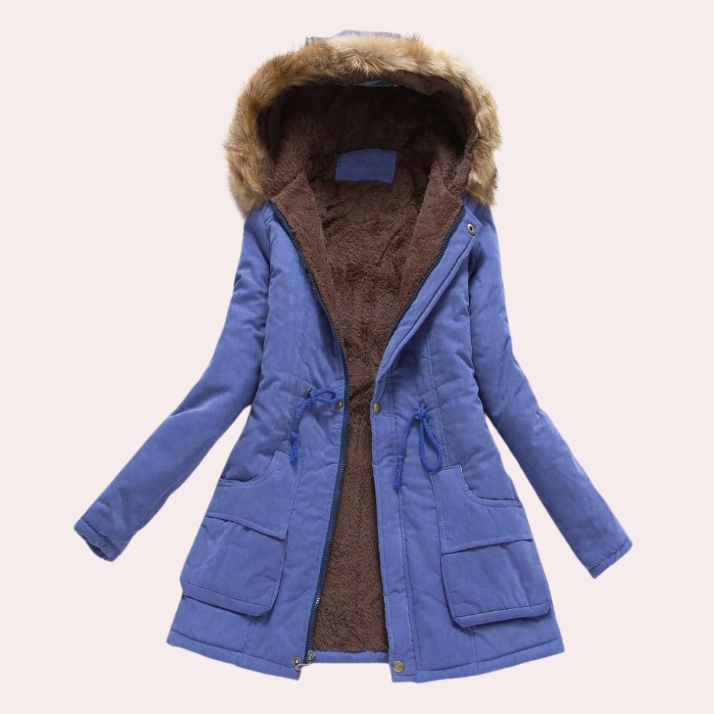 Warm Hooded Parka with Fleece Lining and Fur Trim Hood