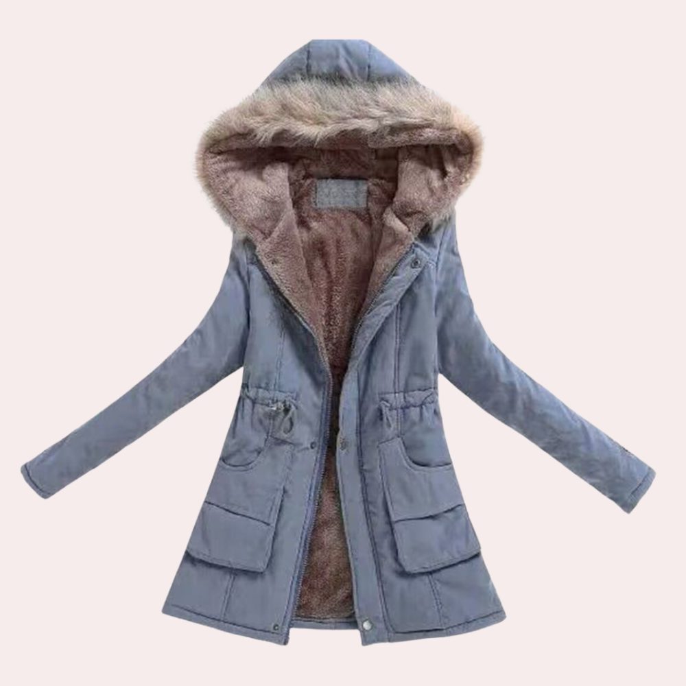 Warm Hooded Parka with Fleece Lining and Fur Trim Hood