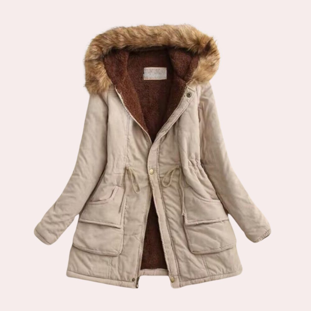 Warm Hooded Parka with Fleece Lining and Fur Trim Hood