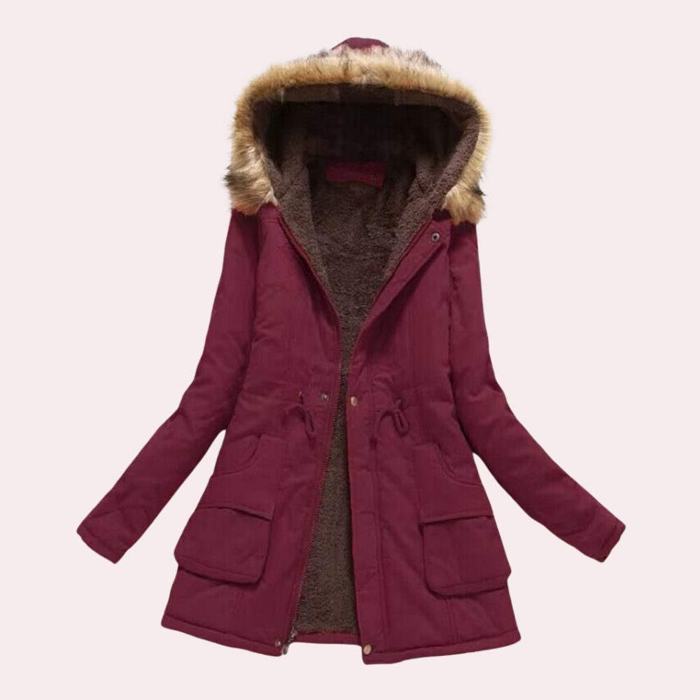 Warm Hooded Parka with Fleece Lining and Fur Trim Hood