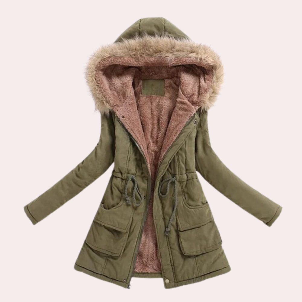 Warm Hooded Parka with Fleece Lining and Fur Trim Hood