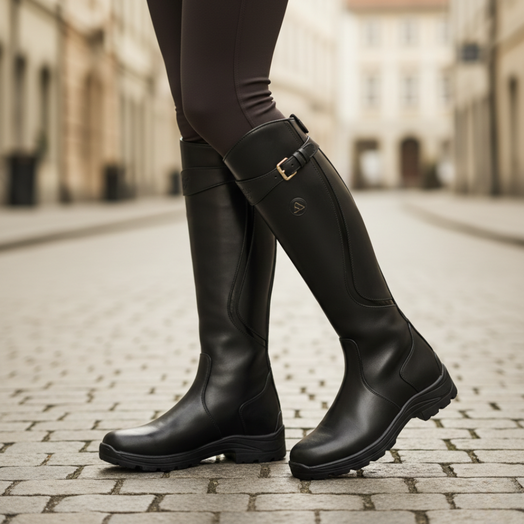 Waterproof Knee High Boots with Adjustable Buckle Strap