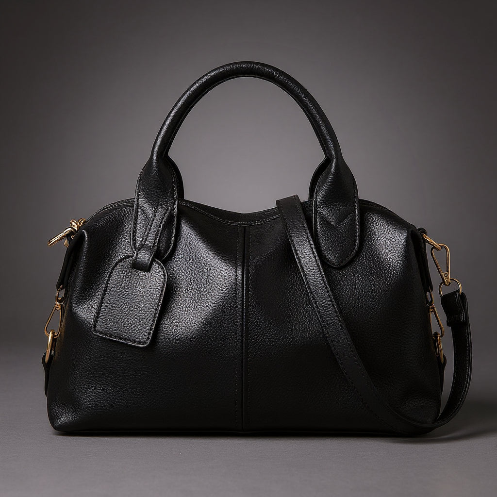 Cecilia - Structured Vegan Leather Bowler Bag