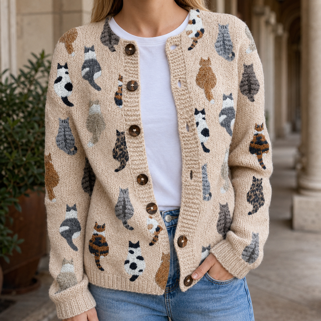 Talia-Lane Cat Print Sweater