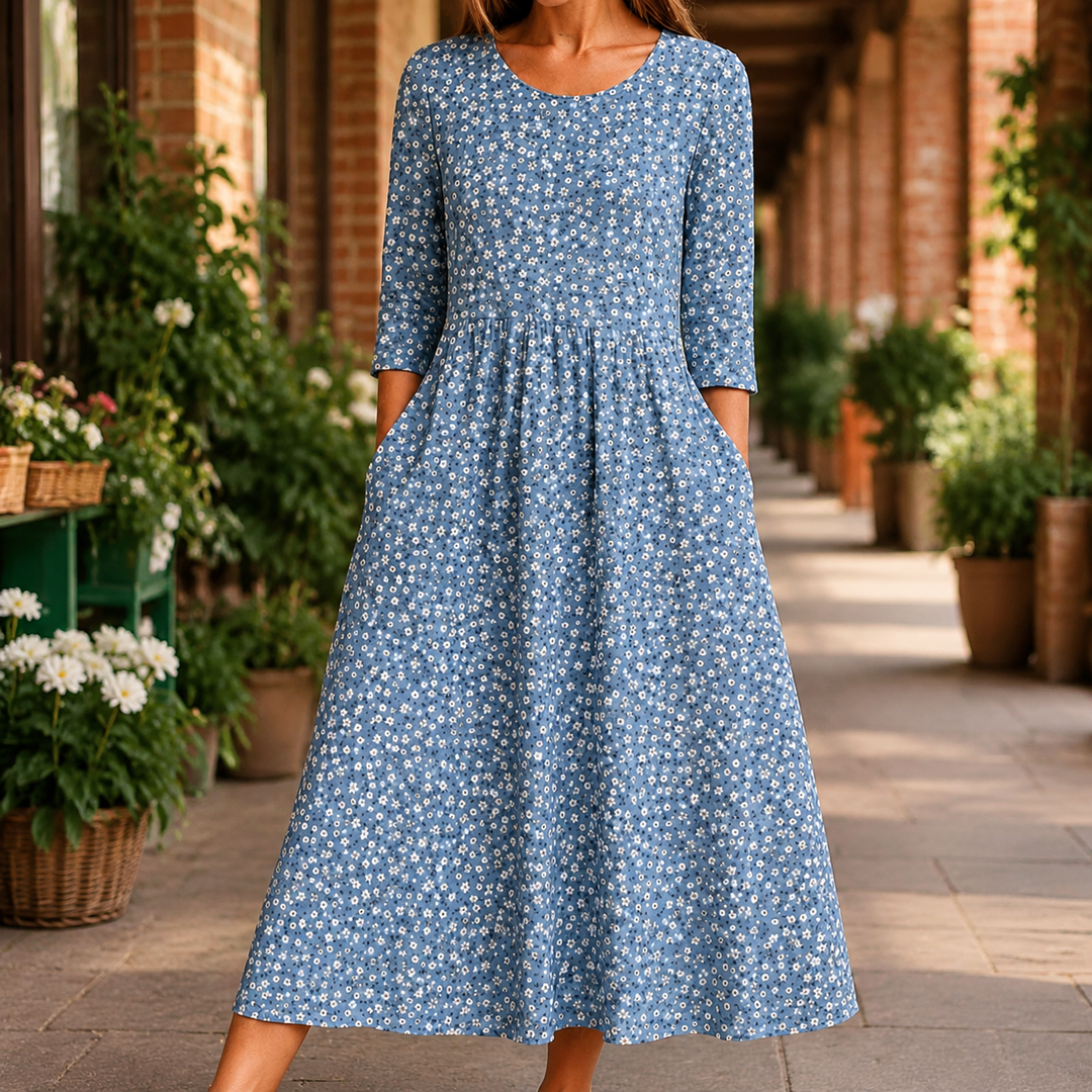 Maeve Gathered Midi Dress