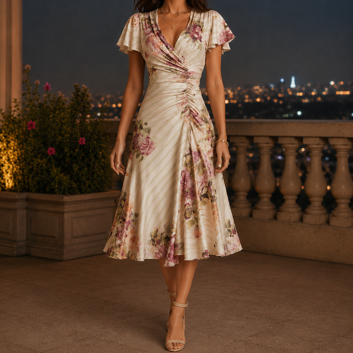 Marina Ruched Midi Dress