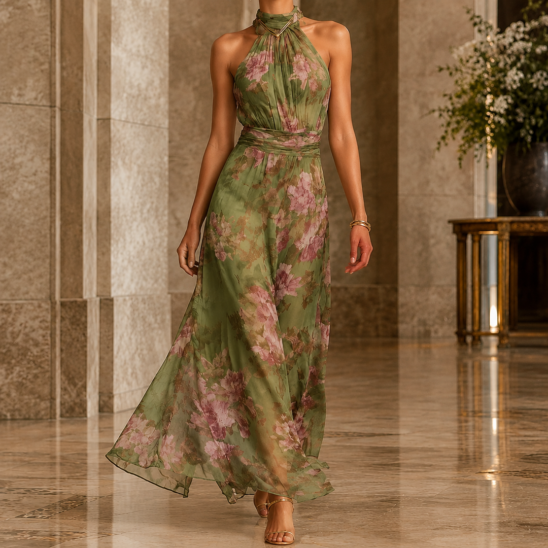 Nora-Pearl Halter Maxi Dress