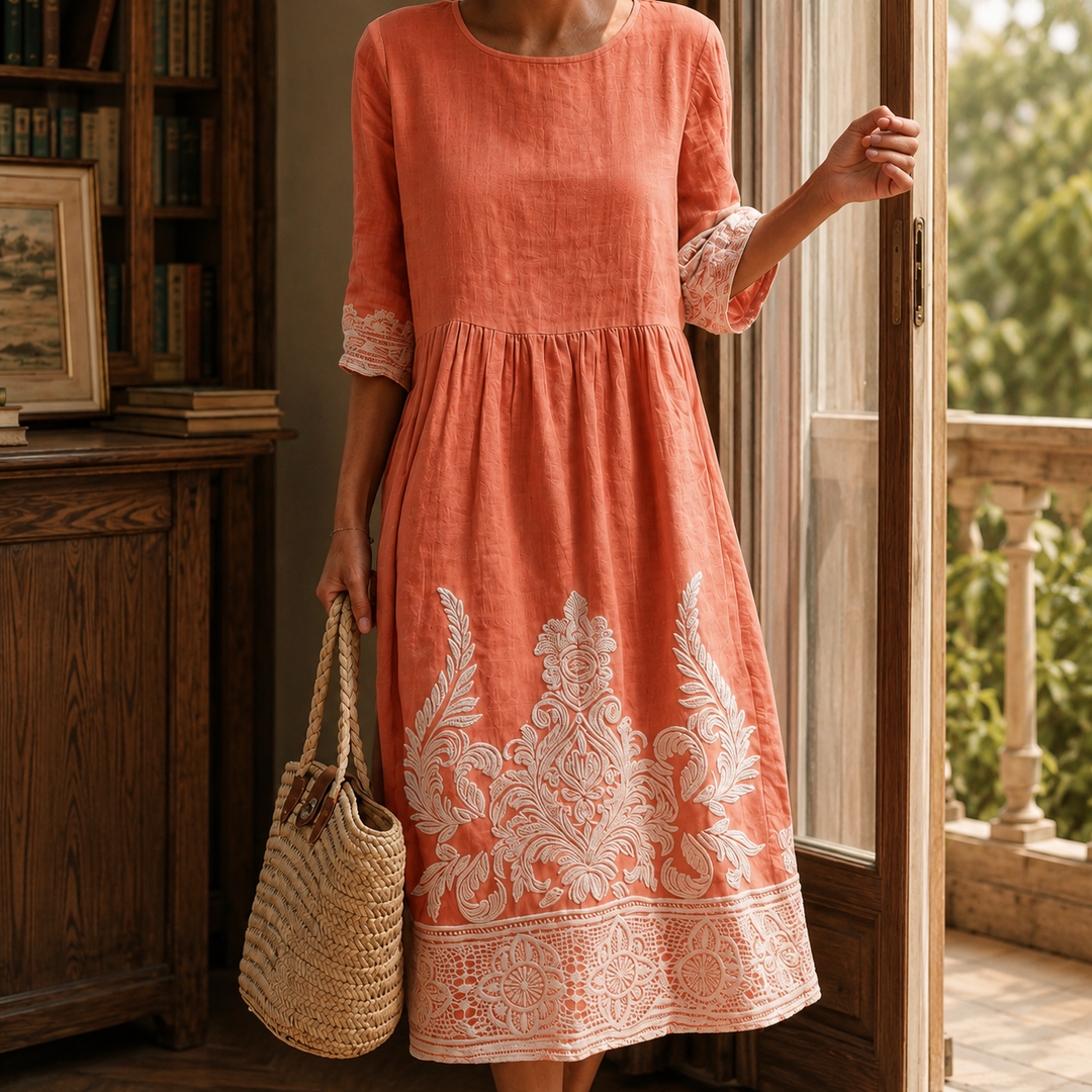 Romy Embroidered Midi Dress