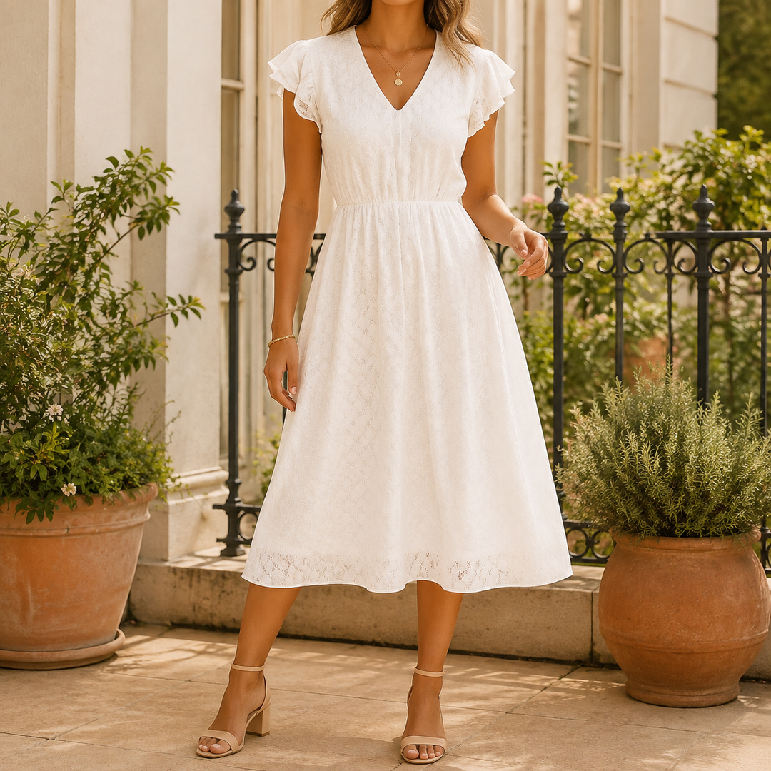 Carmen-Faye Flutter Sleeve Dress