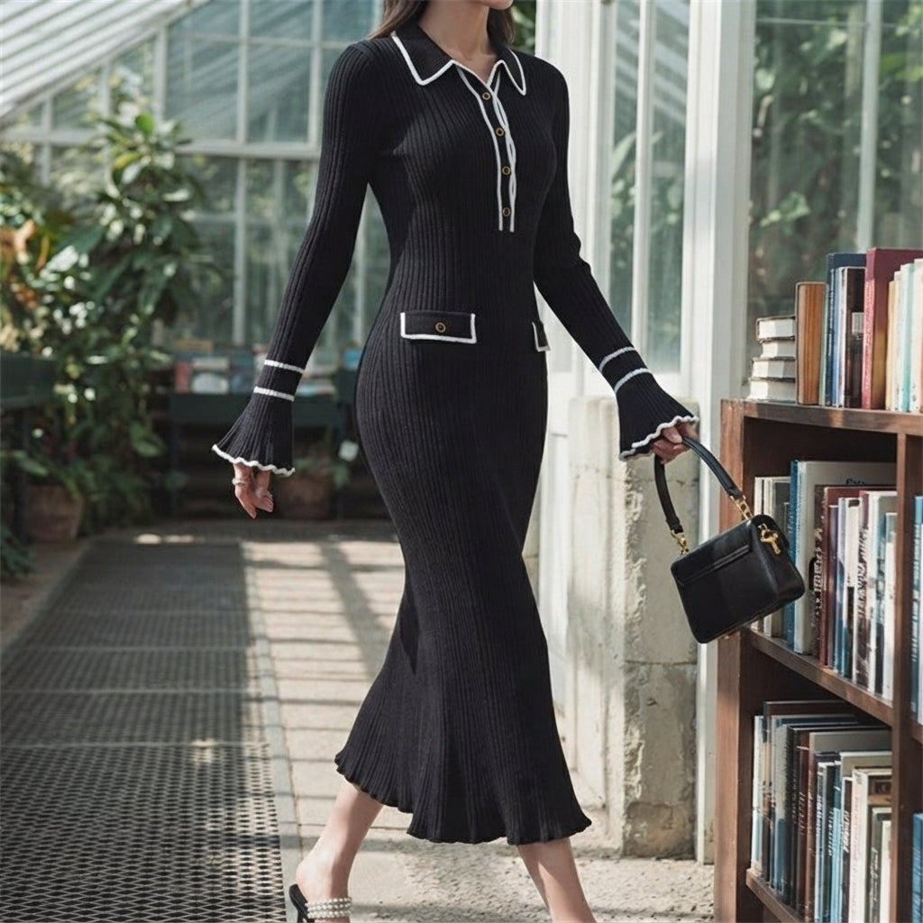 Amelie Contrast Knit Dress