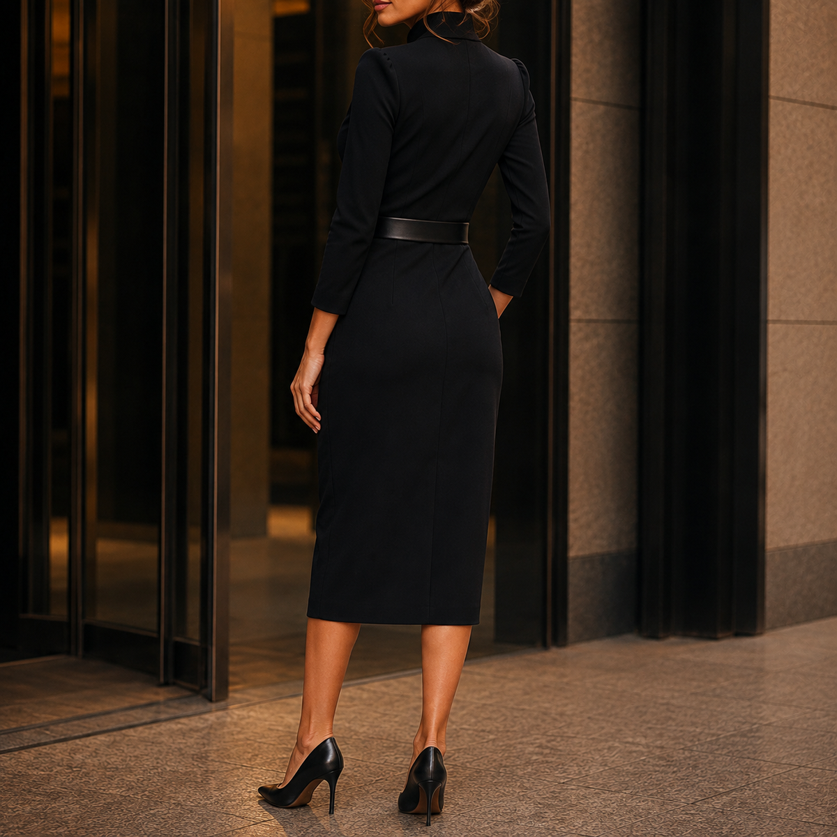 Lucille Belted Midi Dress