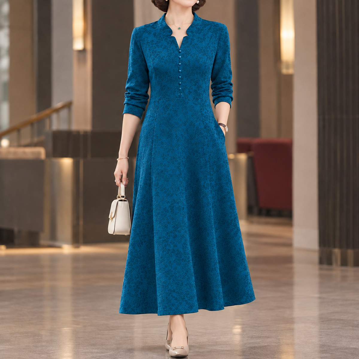 Aline Jacquard Midi Dress