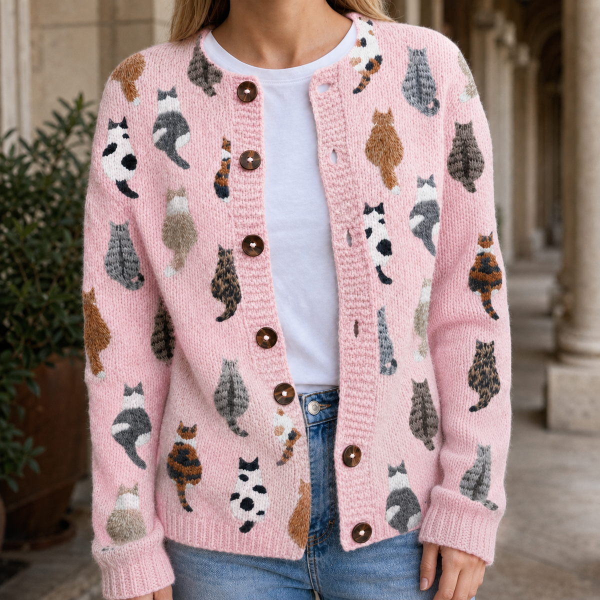 Talia-Lane Cat Print Sweater