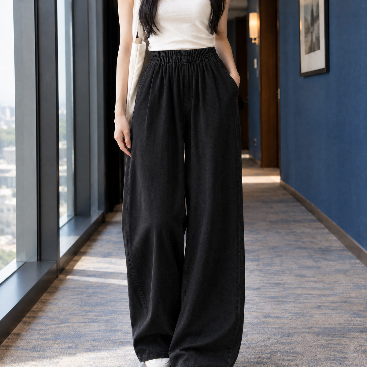 Florence-Sage Wide Leg Jeans