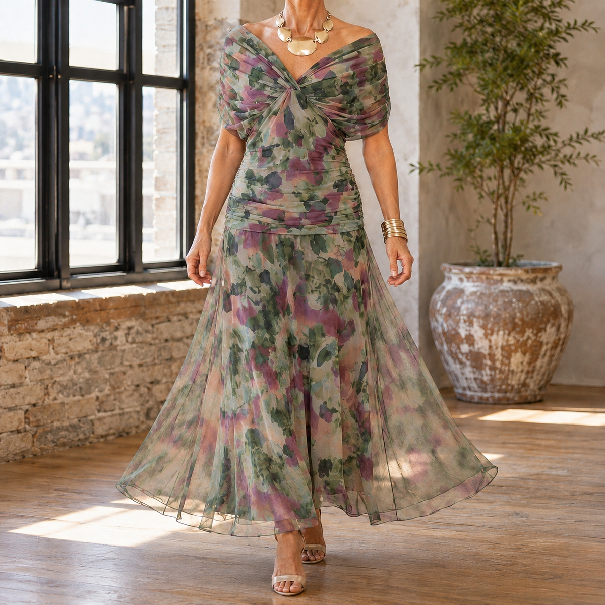 Lydia-Hope Draped Maxi Dress