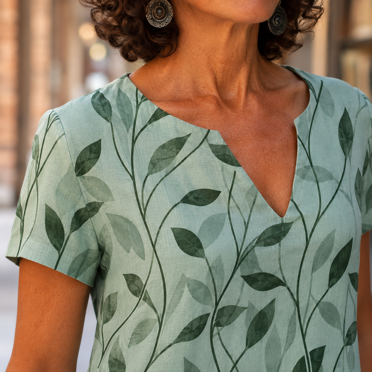 Phoebe Leaf Print Dress
