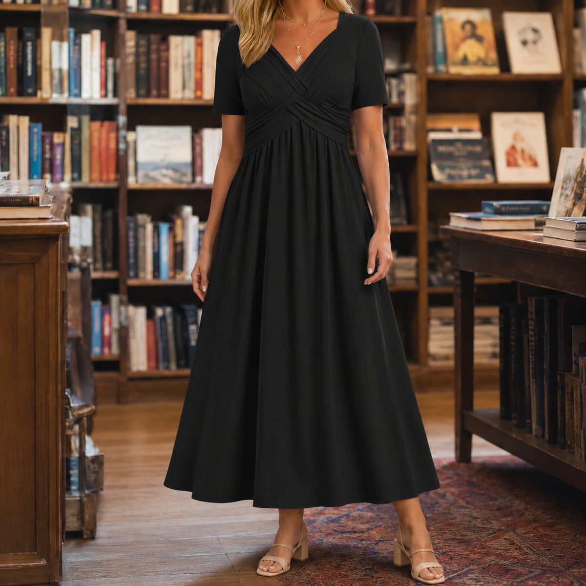 Mireille-Jane Surplice Midi Dress