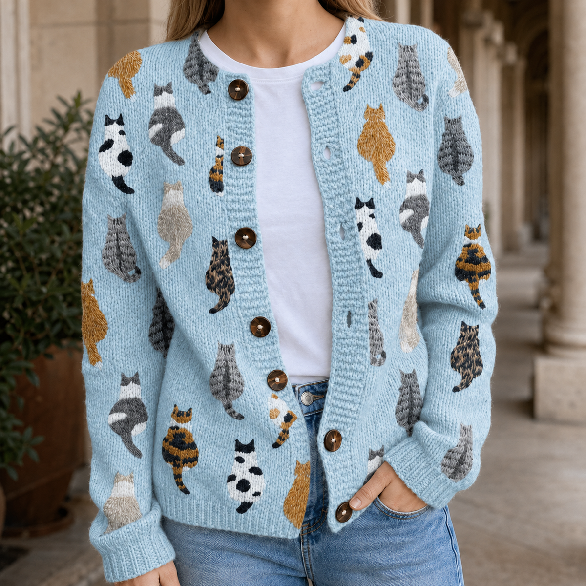 Talia-Lane Cat Print Sweater
