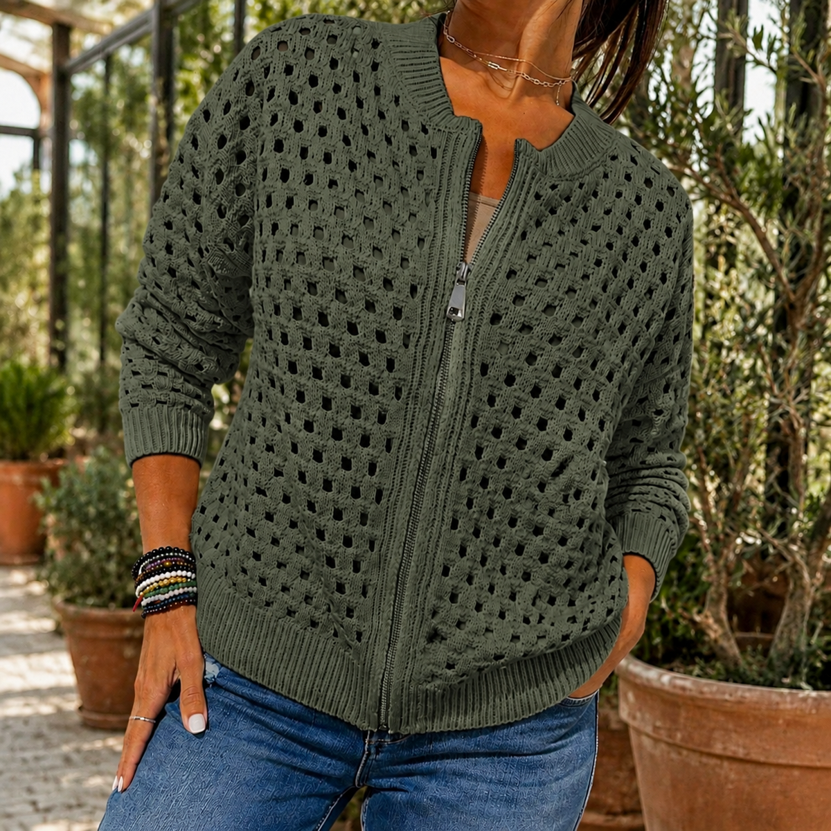Georgina-Skye Open-Knit Sweater