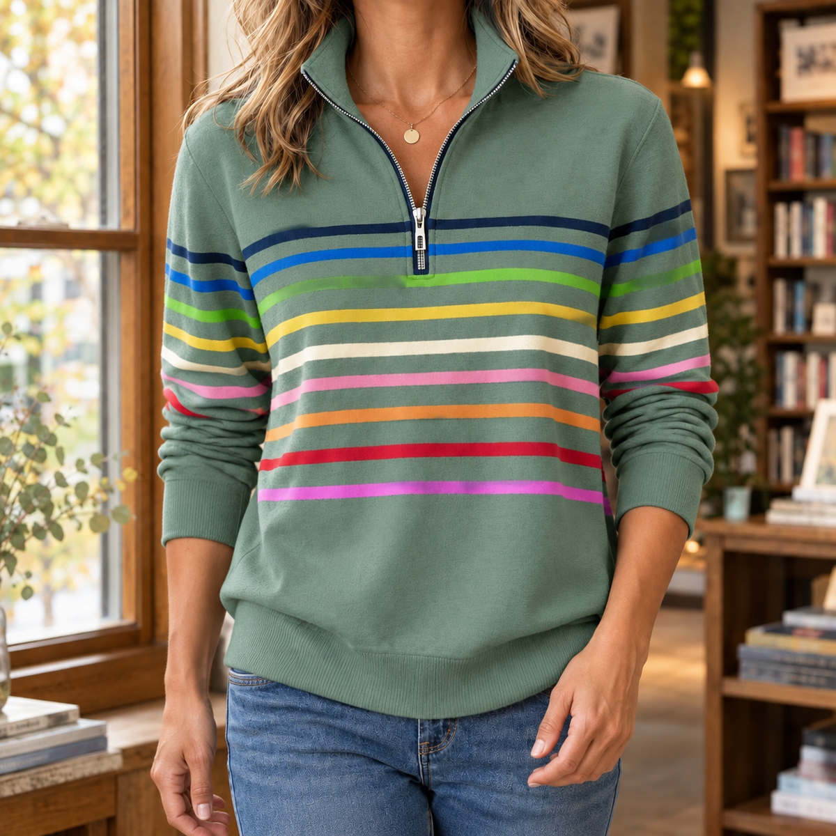 Adriana-Kate Quarter Zip Sweater