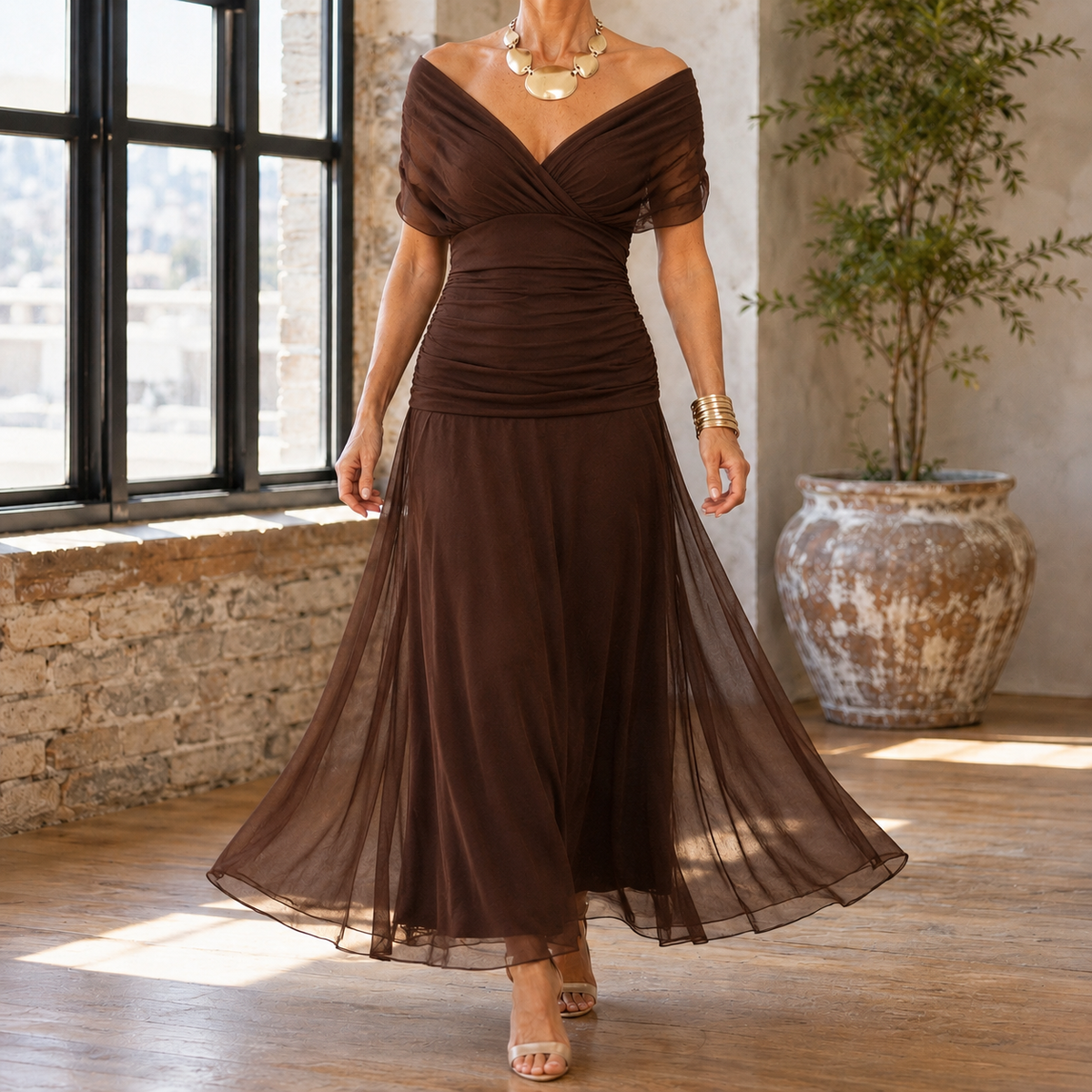 Lydia-Hope Draped Maxi Dress