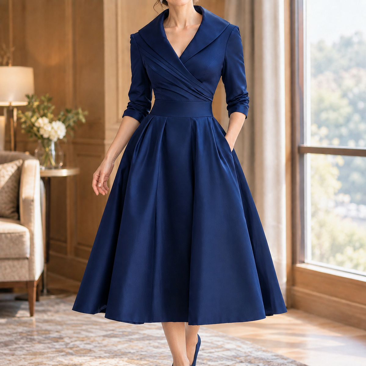 Marissa Lapel Midi Dress