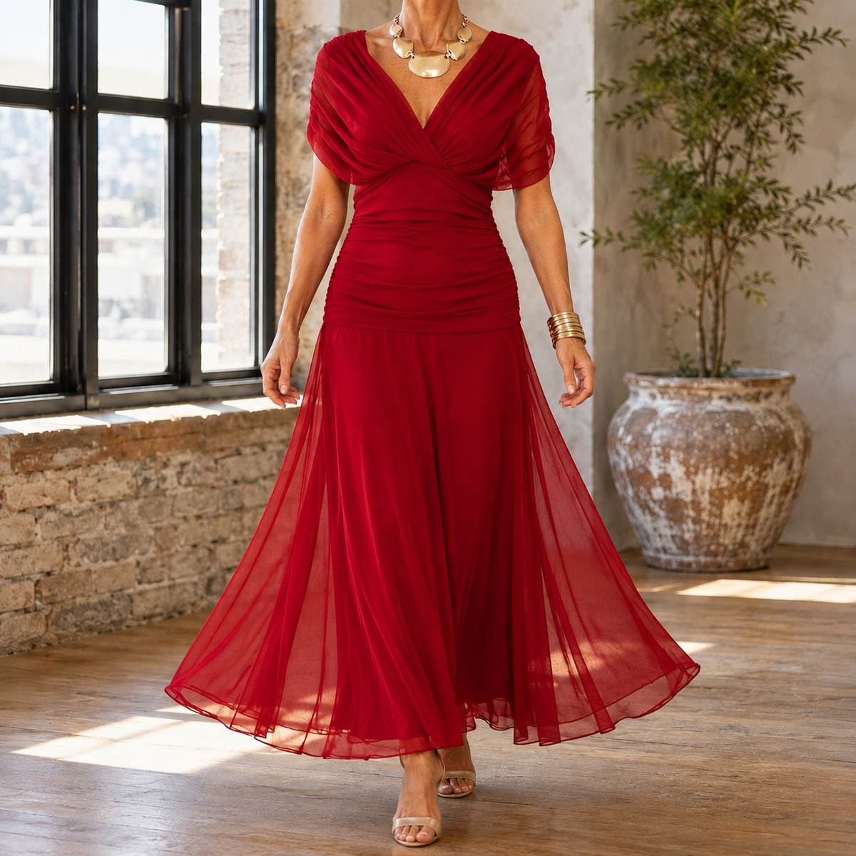 Lydia-Hope Draped Maxi Dress