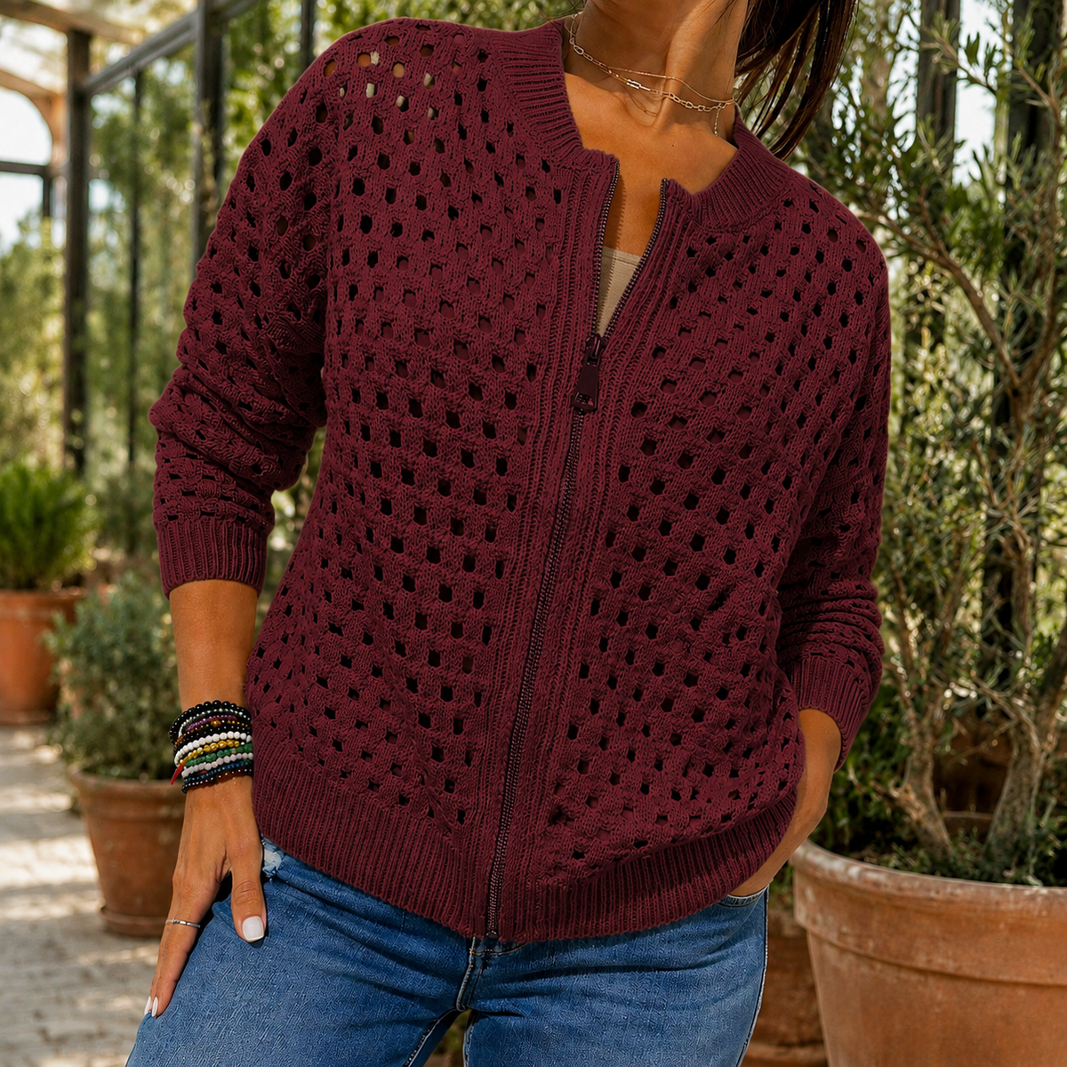 Georgina-Skye Open-Knit Sweater